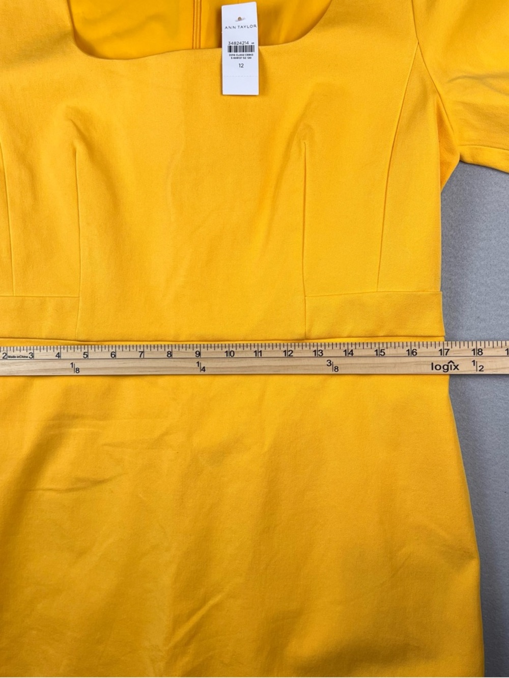 Ann Taylor Yellow Square-Neck Midi Sheath Dress - Picture 4 of 6